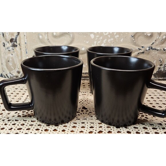 Set of 4 Stone + Lain Stoneware Ceramic Coffee Tea Cup Solid Dark Brown - Picture 1 of 6